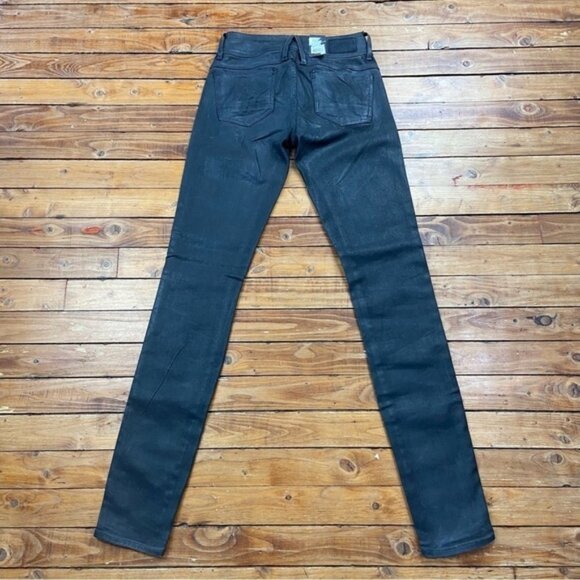 G-star Raw Lynn fit jeans faux leather mid rise skinny glitter slander black 24 - Picture 4 of 14